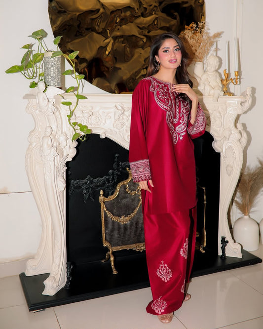 Elegance Silk by Sajal Ali – Premium Embroidered Silk 2 Piece
