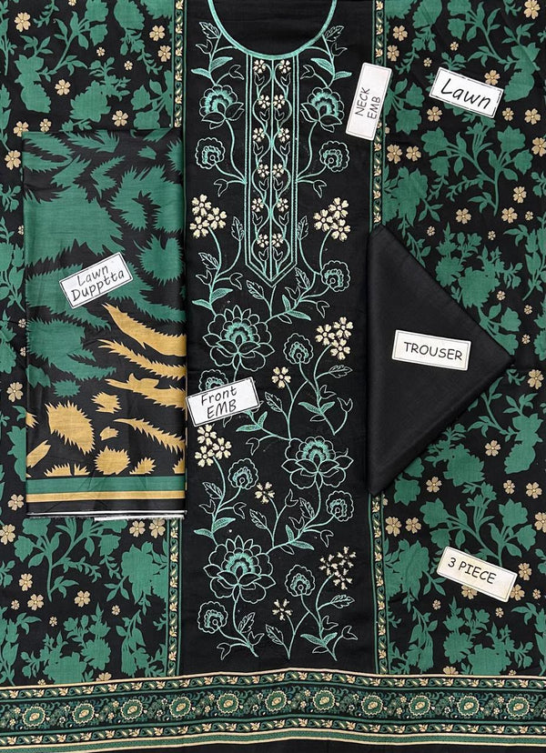 Maria B Embroidered Digital printed Lawn 3pcs Unstiched Suit