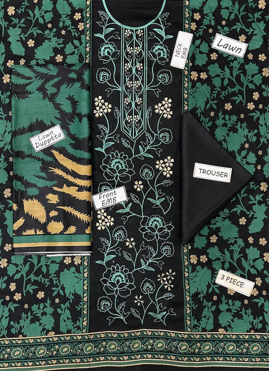 Maria B Embroidered Digital printed Lawn 3pcs Unstiched Suit