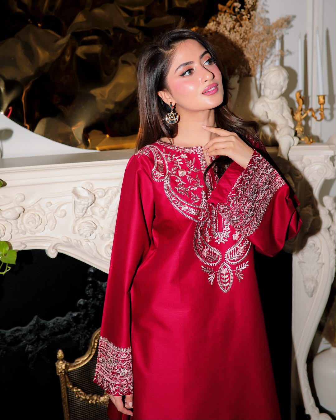 Elegance Silk by Sajal Ali – Premium Embroidered Silk 2 Piece